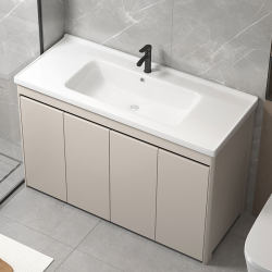 Waterproof Floor-Standing Washbasin Cabinet Combination Balcony Honeycomb Aluminum Bathroom Cabinet Bathroom 1.2m Washbasin Cream Style