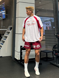 Satjdm American-Style Short-Sleeve Patchwork Color-Block Raglan Basketball Training T-Shirt for Fitness, Running, and Sports Students [Star Shine]