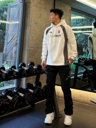 Satjdm American Retro High Street Sweatshirt Sports Football Pullover Warm Fleece Loose Hooded Heavyweight Sweatshirt