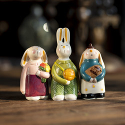 Retro Rabbit Ceramic Desktop Ornament with Artistic Flair, Suitable for Sideboards, Flower Shops, Coffee Shops, and Cup Enthusiasts, Cartoon Figurine