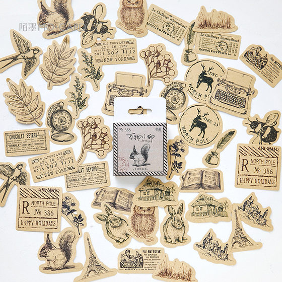 
Retro all things seal kraft paper handbook stickers animal building decoration photo album diy growth manual stickers