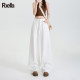 La Chapelle Puella white wide-leg pants loose casual comfortable lazy and slim simple classic jeans