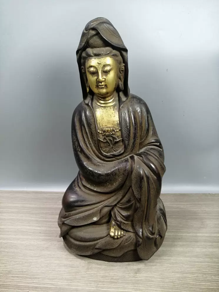 观音菩萨坐像 蓮坐台 紫銅 臺灣純銅觀音菩薩家用坐蓮觀音佛像南海觀世音菩薩像客廳佛堂擺件