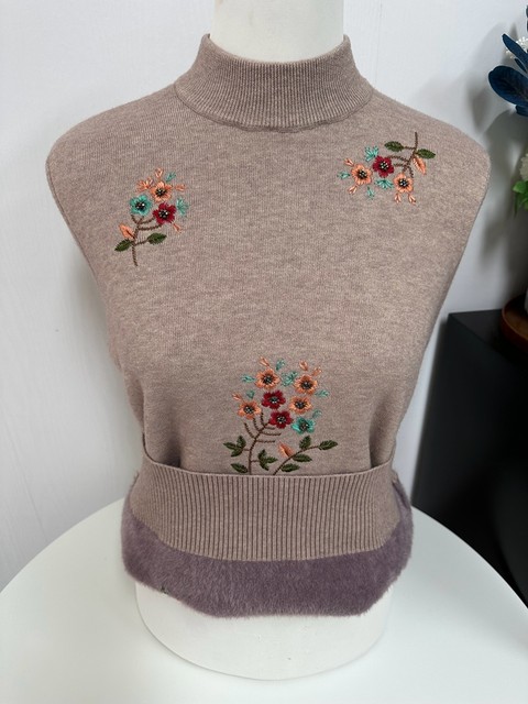 Noble autumn and winter mother's clothing plus velvet and thickened loose half turtleneck pullover sweater for middle-aged and elderly people warm wool top