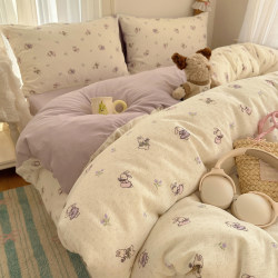 Class a Double-Layer Gauze Four-Piece Bedding Set, Pure Cotton, New Style Bed Sheet, Duvet Cover, Single Piece, Student Dormitory Three-Piece Set