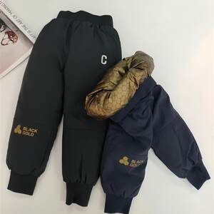 
Children's down pants for boys and girls thickened and warm outer wear 2025 winter new style baby black gold windproof pants