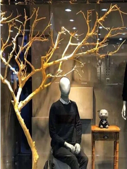 Ramo Di Corna Artificiale Realistico - Decorazione Finta In Plastica Per Casa, Matrimoni, Centrotavola - Alipis, Colore Legno Essiccato - 3