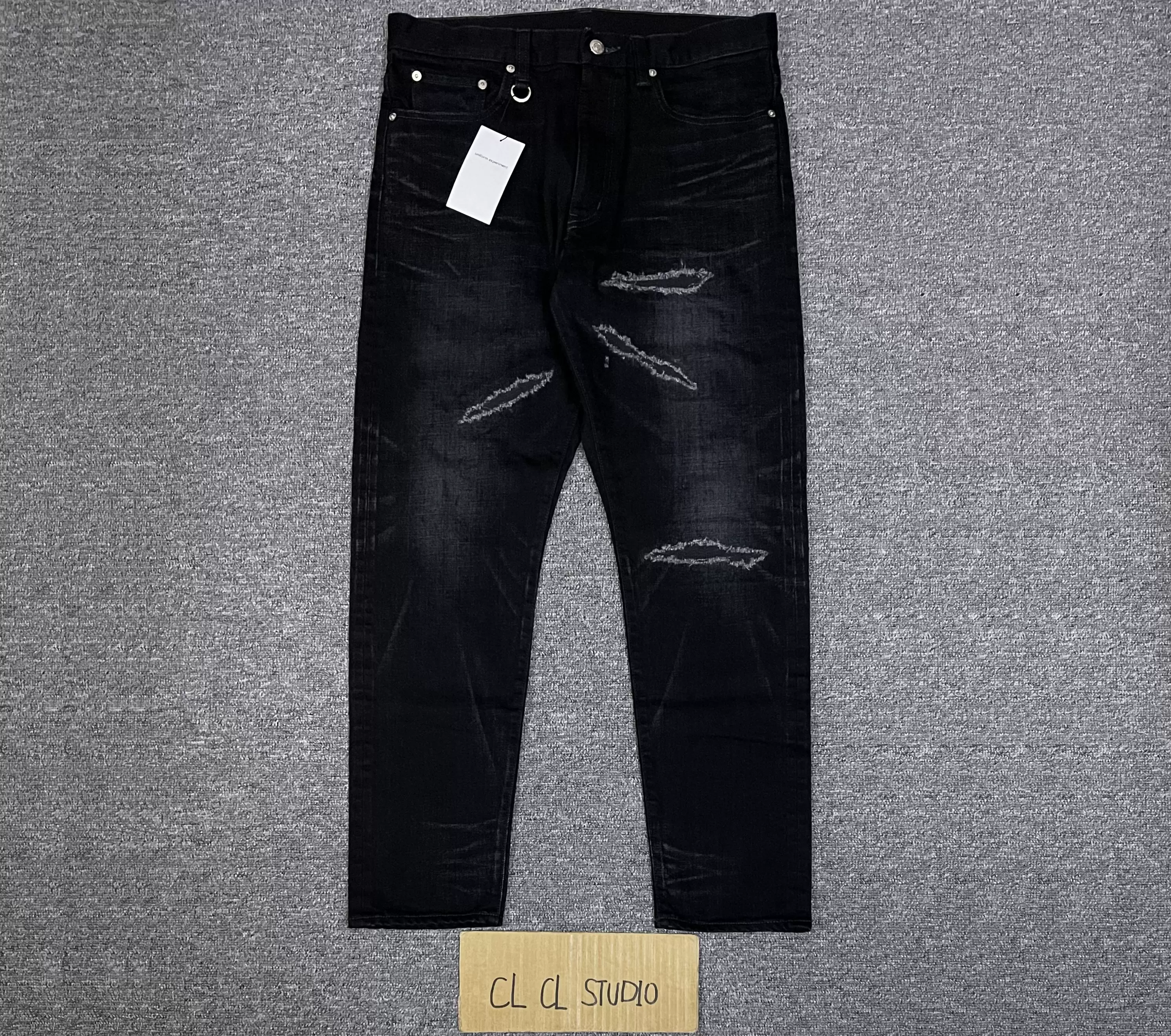 现货uniform experiment DAMAGED DENIM 23AW 破坏刀割水洗牛仔裤-Taobao