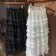 
2025 spring white mid-length skirt gauze A-line skirt cake skirt trendy texture puffy skirt age-reducing layering and gentle