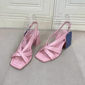 
Lady Shoes foreign trade original single women's shoes genuine leather new fashion temperament square toe solid color thick heel fashion sandals