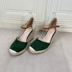 
Lady Shoes foreign trade original single women's shoes fashion new round toe thick bottom one-word buckle wedge heel woven fashion sandals