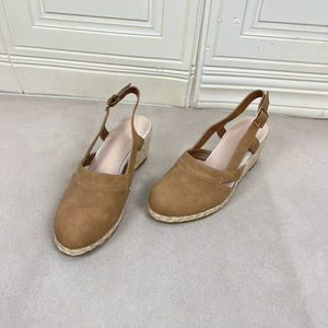 
Lady Shoes foreign trade original women's shoes new fashion round toe solid color wedge heel one-word buckle bag toe fashion sandals