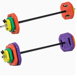 Gym Colorful Rubber-Coated Hand-Held Small Barbell for Men and Women Home Weightlifting Exercise Class Squat Barbell Set