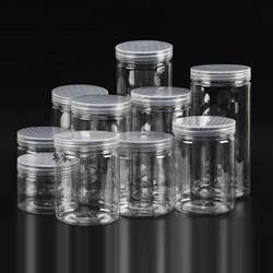 Round Food Jar Plastic Sealed Jar Large Mouth Pet Plastic Bottle Transparent Storage Jar Flower Tea Nut Cookie Jar
