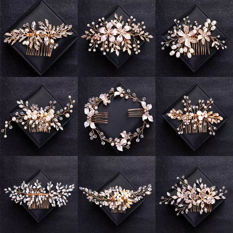 Gold Color Crystal Pearl Hair Comb Headband Tiara For Women Taobao