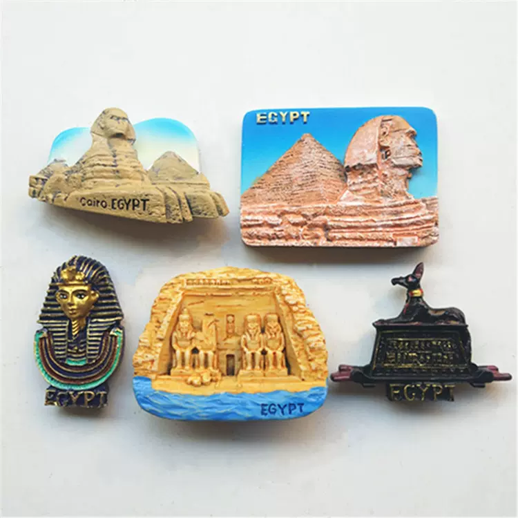 埃及冰箱贴旅游纪念品纯手绘树脂3d立体浮雕埃及金字塔法老磁贴-Taobao