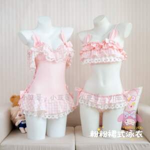 
Little Brother cute pink swimsuit skirt split swimsuit bunny swimsuit one-piece swimsuit 8169