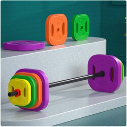 Weightlifting Squat Barbell for Men and Women, Home Fitness, Hip Bridge, Aerobics, Colorful, Eco-Friendly, Hand-Held Dumbbell Discs, Two-In-One