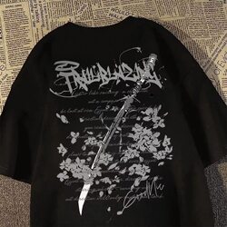 100% Pure Cotton Heavyweight Summer American High Street Fashion Brand ins Vintage Print Short-Sleeve T-Shirt for Men and Women, Cool Couple Half-Sleeve