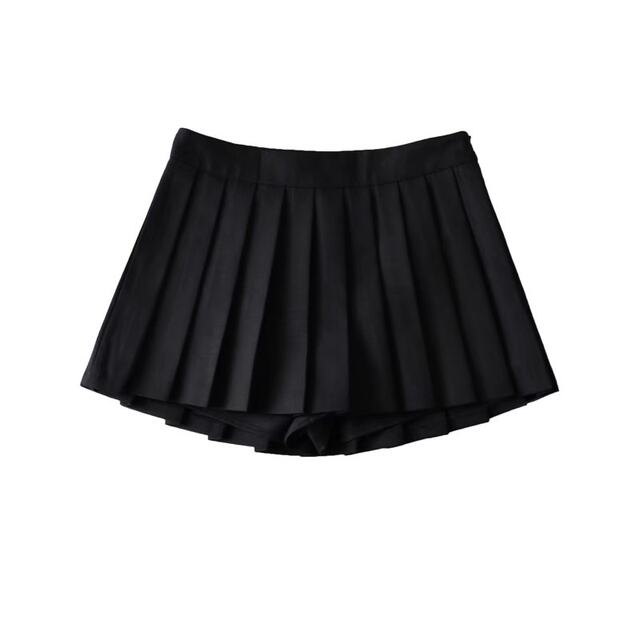 2023 autumn TB ultra-short pleated skirt short front and long back anti-exposure high waist slimming A-line half-body short skirt for women
