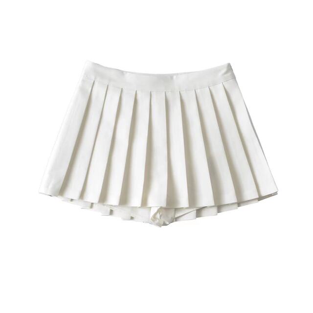 2023 autumn TB ultra-short pleated skirt short front and long back anti-exposure high waist slimming A-line half-body short skirt for women
