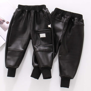 
Autumn and winter plus velvet cotton pants for boys, one-piece velvet leather pants for small and medium-sized boys, large pocket velvet cotton pants, trendy children's clothing