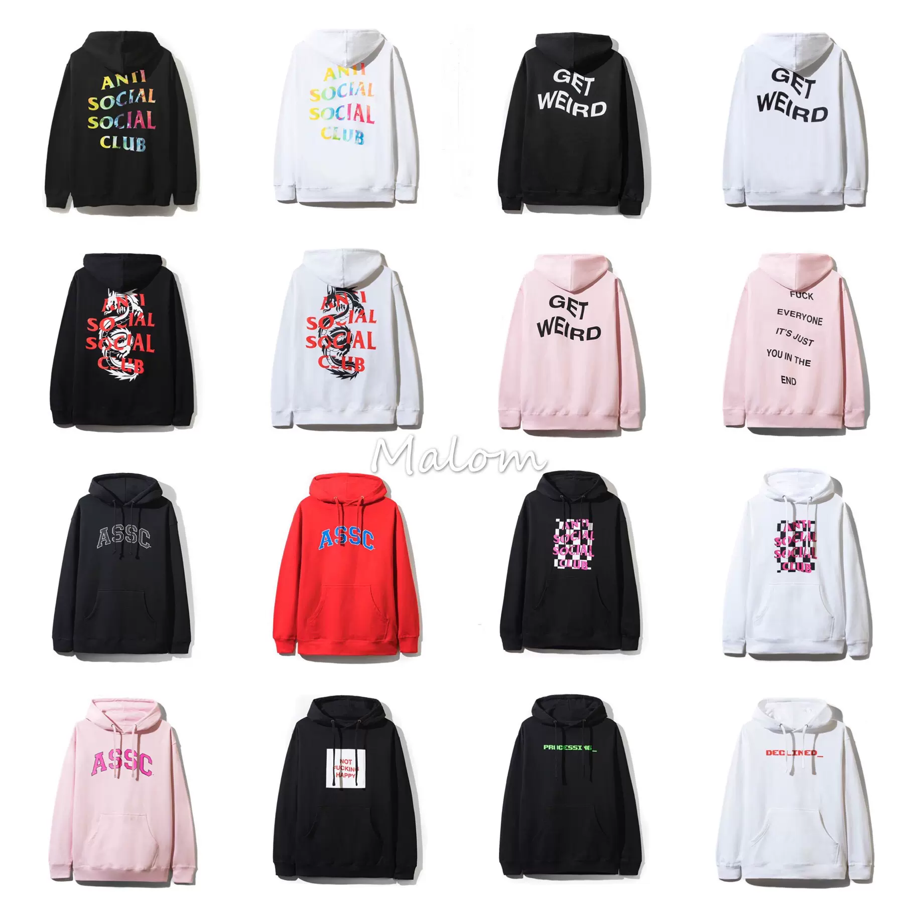 MA】Anti Social Social Club ASSC 19 新款中國龍星空帽衫衛衣-Taobao