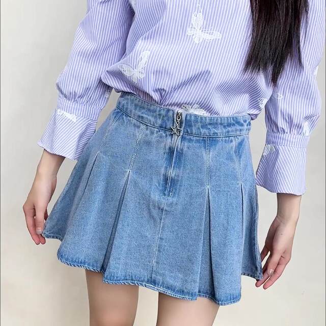 
Pull series women's sweet and versatile casual A-line denim short skirt pure cotton four-season skirt 700B4063