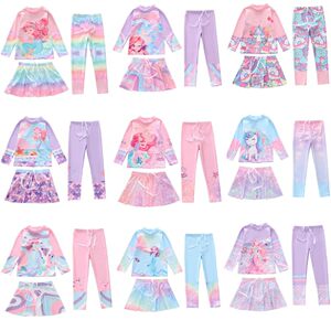 Children's swimsuit female new split sunscreen girls swimwear long -sleeved trousers small middle school children student girl swimsuit
