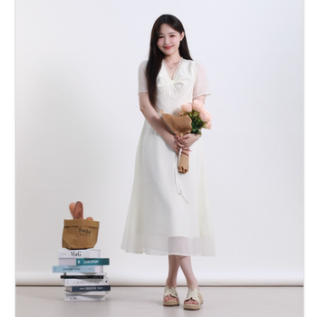 
Summer big size women's clothing, gentle style waist-hugging and slimming dress