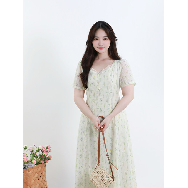 
Xia Dada Large Size Women's Clothing French Gentle Pure Sweet Pure Dress First Love White Moonlight Long Skirt