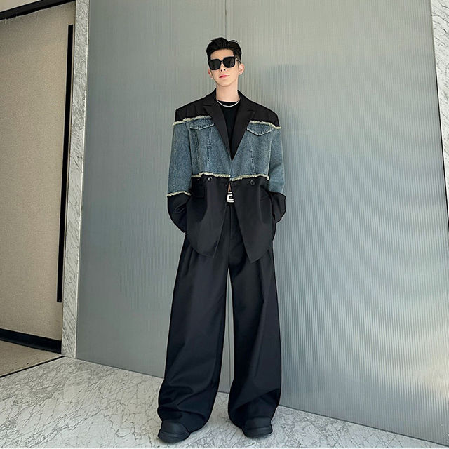 Men's Niche Zipper Splicing Design In Suits