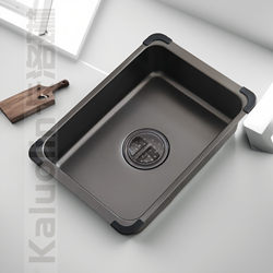 Kaluolin A16 Stainless Steel Sink Basin Kitchen Dishwashing Basin with Drain Basket Single Sink Convertible to Double Sink