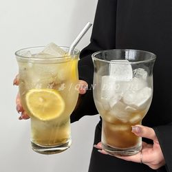 Extra Large Capacity Retro Wide-Mouth Fruit Tea Cup, Iced Americano Coffee Cup, Niche Transparent Glass Cup, Juice Cup, Beverage Cup
