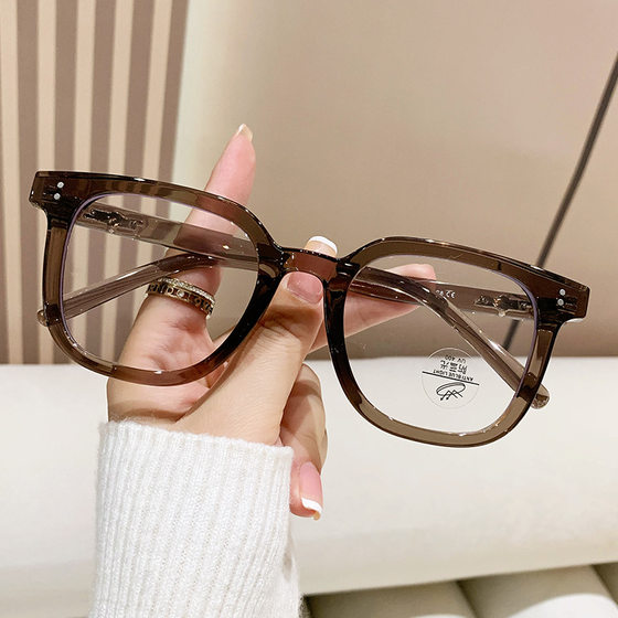 
Retro new TR90 large-frame glasses frame, fashionable Korean flat glasses for men and women, anti-blue light glasses, myopia frames