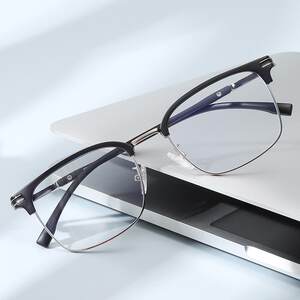 
New 2219 personalized eyebrow frame half-frame glasses, simple retro square frame glasses, fashionable anti-blue light glasses frame