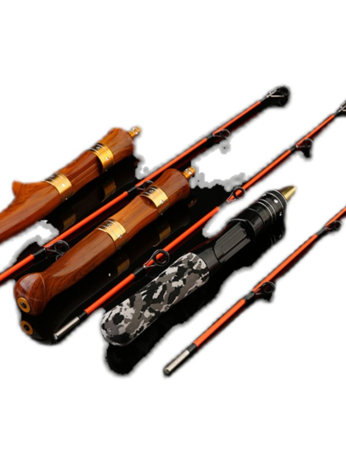 Set Canna Da Pesca Portatile Invernale Con Mulinello, Telescopica Da 62/65 Cm, In Fibra Di Vetro
