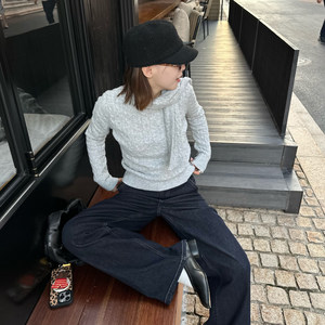 
Our2 [Atmosphere Sweater] [With Scarf] Autumn and Winter Pullover Design Versatile Knitted Sweater