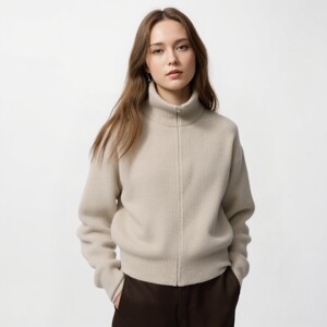 
Official website 199 women's soufflé zipper knitted cardigan 2025 new autumn and winter sweater sweater jacket 480490