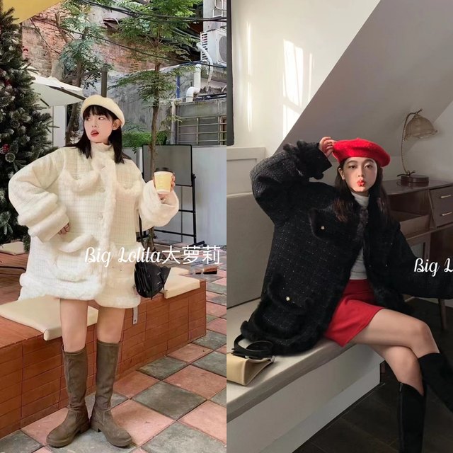 Lined with cotton! Big loli large size winter thickened plush small fragrant style coat padded jacket fat MM200Jin [Jin equals 0.5 kg] women's coat