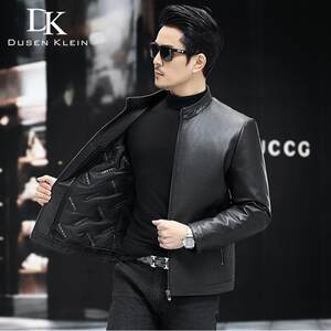 
Haining cold-resistant leather jacket for men, removable down leather jacket, first-layer calfskin men's plus velvet winter casual jacket