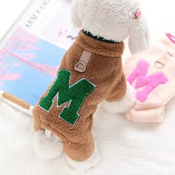 Small and Medium-Sized Pets 24 Autumn and Winter New Large m Four-Legged Fleece Clothing for Bichon Frise, Teddy, Cats and Dogs, Can Be Used with a Leash, Warm Clothing