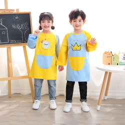 Children's Smock Waterproof Long-Sleeved Kindergarten Art Painting Apron Baby Eating Bib Girl Apron