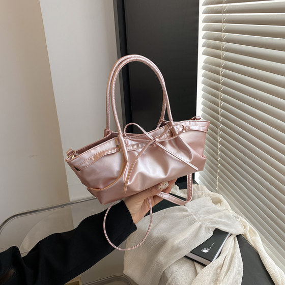 
Korean niche portable vegetable basket bag for women 2025 spring and summer trendy fashion bucket bag bow crossbody bag