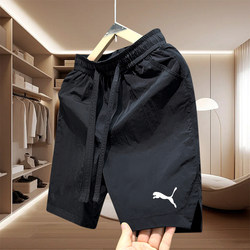 Majia Summer New Quick-Dry Men's Shorts American Style Mid-Length Embroidered Men's Five-Point Shorts Loose Couple Beach Shorts