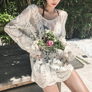 
New sexy conservative slim belly-covering ins wind hood shirt bikini hot spring three-piece swimsuit pregnant woman