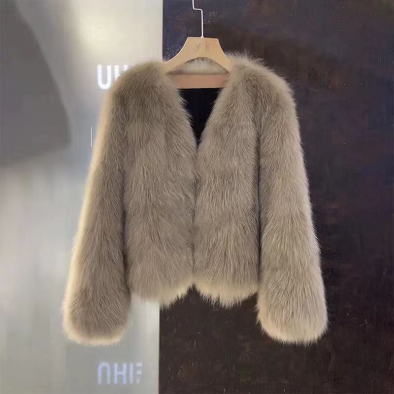 Off-season clearance imitation fox fur coat women's short 2023 autumn ...