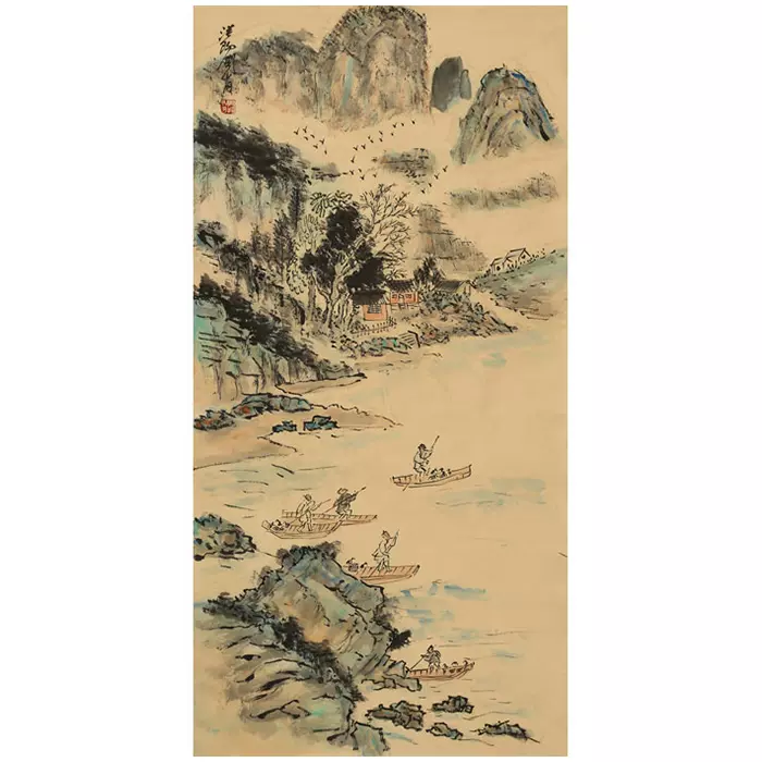 蔵整理品 中国清時代掛け軸 肉筆水彩絵 骨董品 唐物 Z0666A9-2 -
