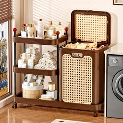 Medieval-Style Dirty Clothes Basket, Household Clothes Rack, Storage Rack, Bathroom Toilet Multi-Functional Wheeled Dirty Clothes Storage Basket