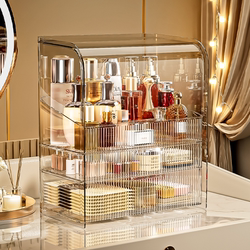 Cosmetics Storage Box Desktop High-End Transparent Dust-Proof Acrylic Dressing Table Washbasin Skin Care Product Storage Rack